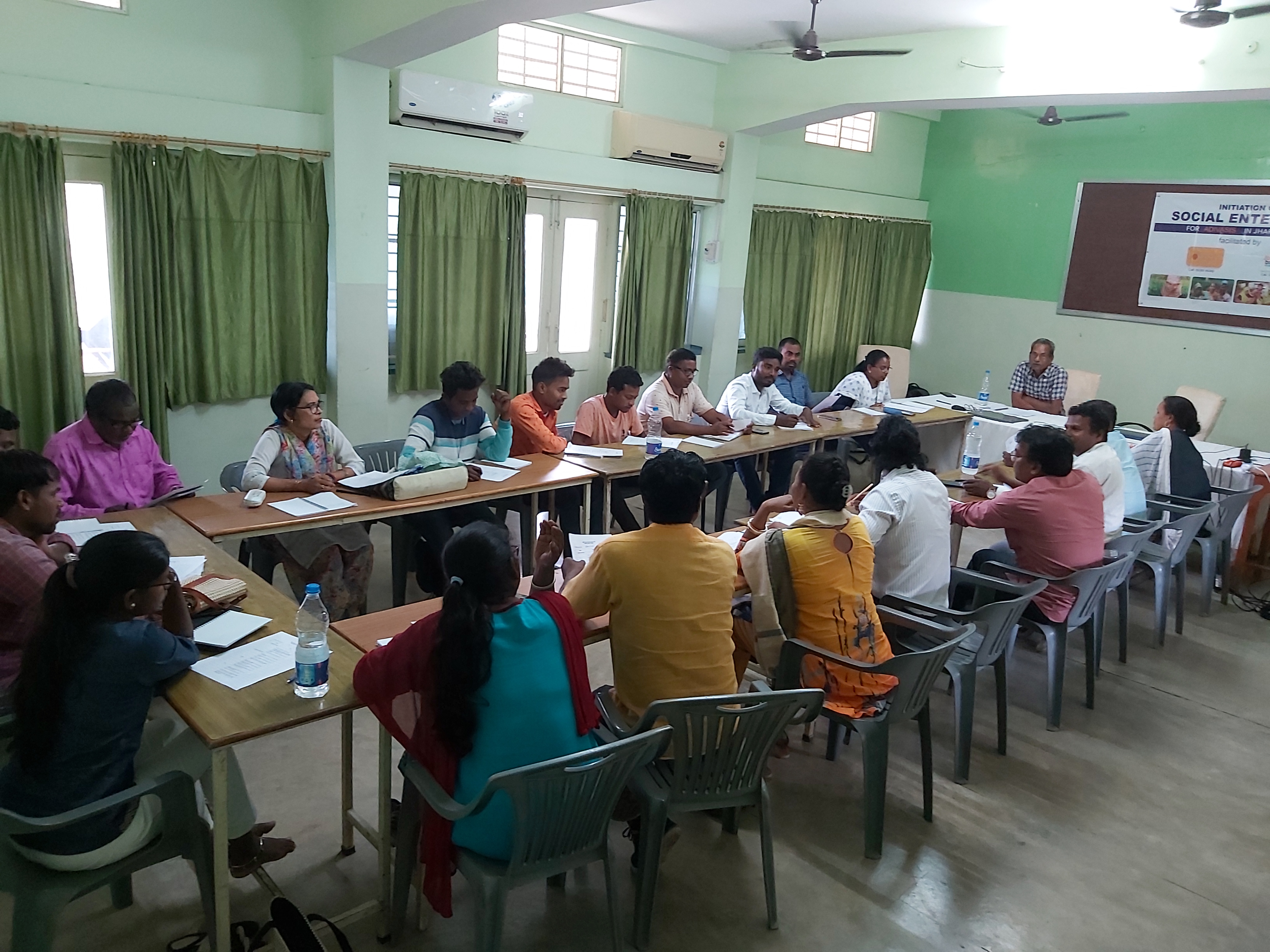 Job Booster India (JBI) meeting regarding social enterprise initiatives for Adivasis.