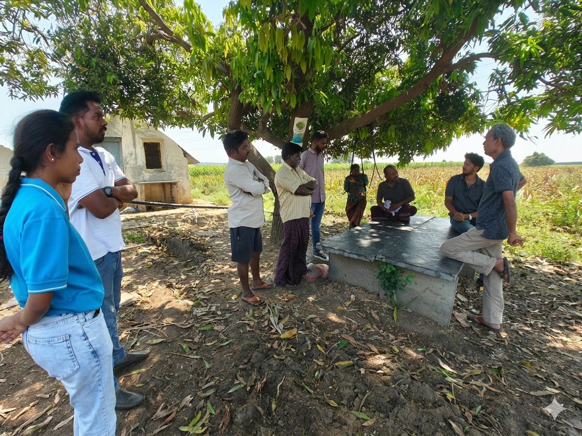 Discussions with farmers regarding the turmeric harvesting process